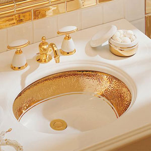  Altın ve Platin Bantlı Lavabolar