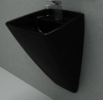BOCCHI Parlak Siyah Sütun Lavabolar