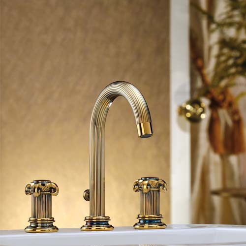 JÖRGER Antik Altın 3 Delikli Ankastre Lavabo Bataryaları